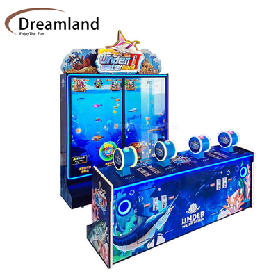 Blue Coin Pusher Go Fishing Ticket Redemption Game Machine For Under Water World Fishing Arcade Lottery Machine English Utilization